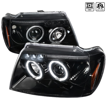 Spec-D Tuning 99-04 Jeep Grand Cherokee Projector Headlight Glossy Black 2LHP-GKEE99BK-TM